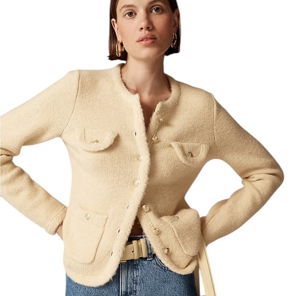 NEW J. CREW Textured Sweater Lady Jacket in Aged Parchment Size Small - Picture 1 of 6